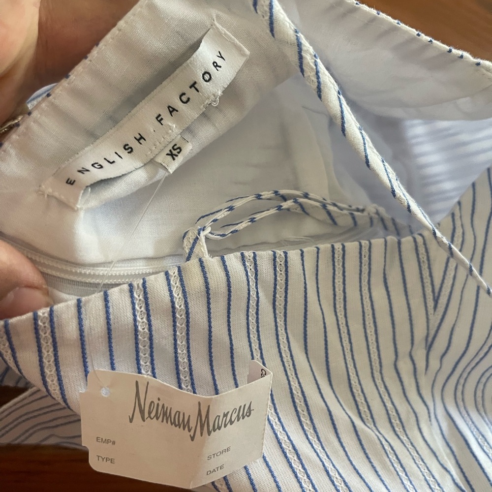 English Factory White Jumpsuit with Blue Pinstripes - Picture 9 of 9